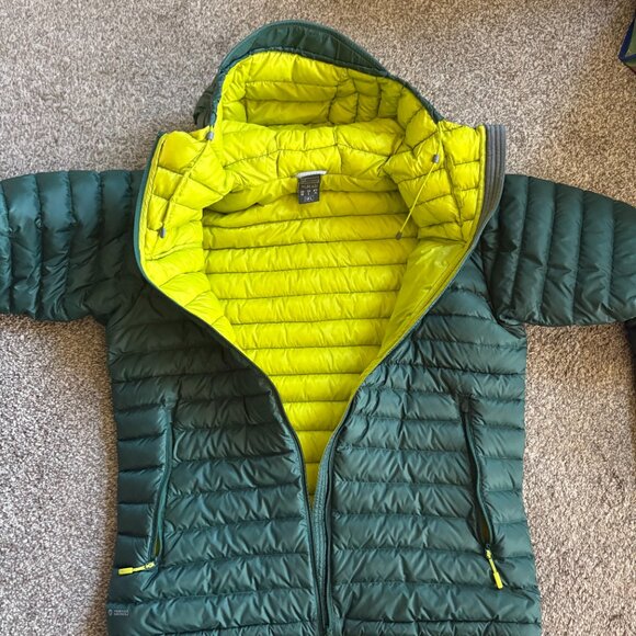 RAB Microlite Alpine Jacket Mens Green Down Hooded Size Large Warm Coat - Picture 5 of 6